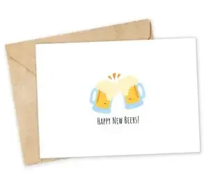 Funny New Year wishes card "Happy new beers"