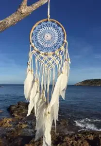 A dream catcher hanging outside