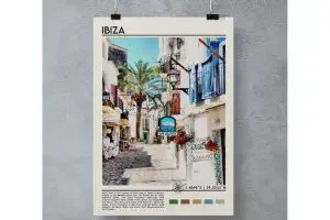 A Vintage travel poster of Ibiza