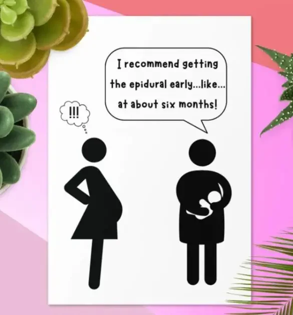 Funny pregnancy quote card about epidural