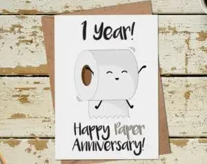 Funny wedding anniversary card for a paper anniversary