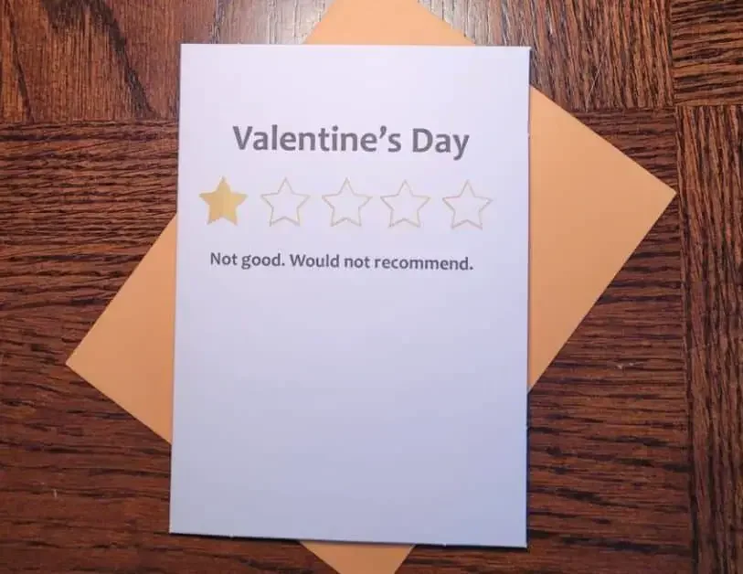 One star rating for Valentine's Day card