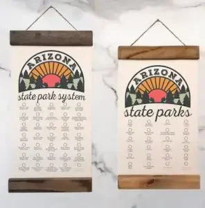 Two posters with checklists of parks in Arizona