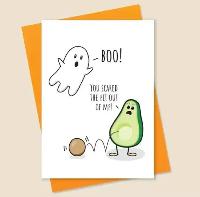 Funny Halloween pun with an avocado