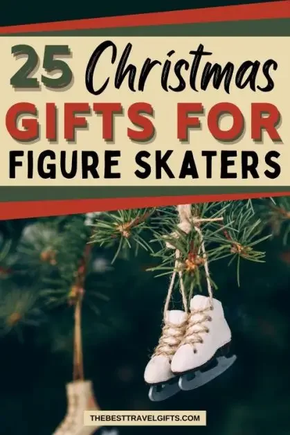 25 Awesome christmas figue skating gifts with an image of small figure skates ornaments hanging in a Christmas tree