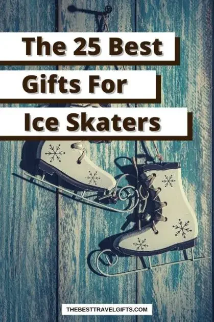 The 25 best ice skating gifts with an image of small skate ornaments hanging on a wall