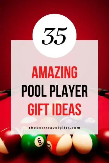 35 Amazing gifts for pool playerds with a photo of a red pool table in the background