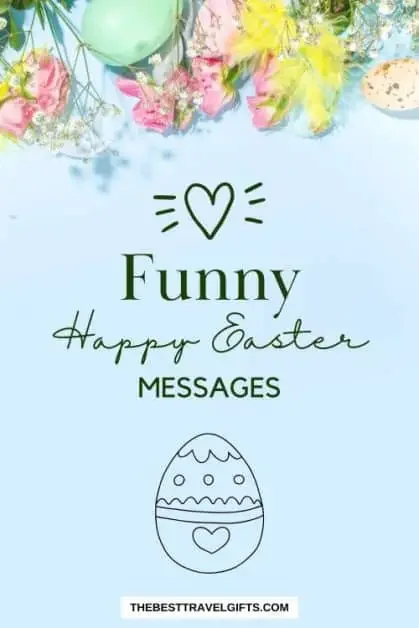 Funny Easter messages for cards with an image of colorful flowers and eggs