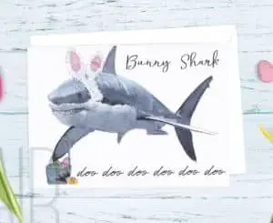 Funny shark-inspired Easter card