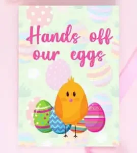 hand off our eggs Easter card message