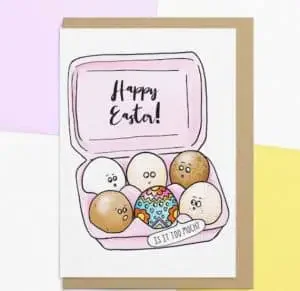 Easter card with a box filled with eggs