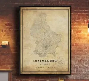 A vintage style map of Luxembourg