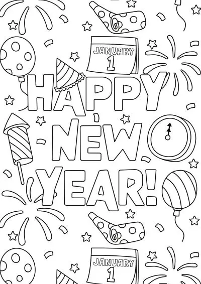 15 Free Printable New Year's Coloring Pages For A Happy Start