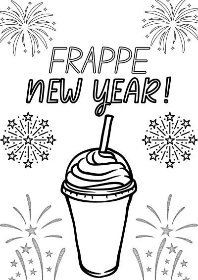 Frappe New Year printable coloring sheet