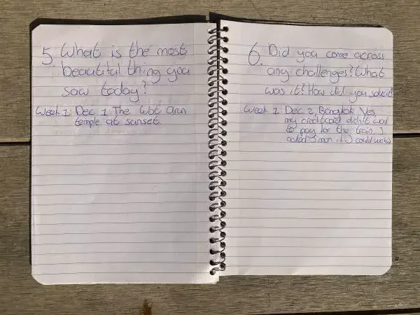 An example of a question a day journal