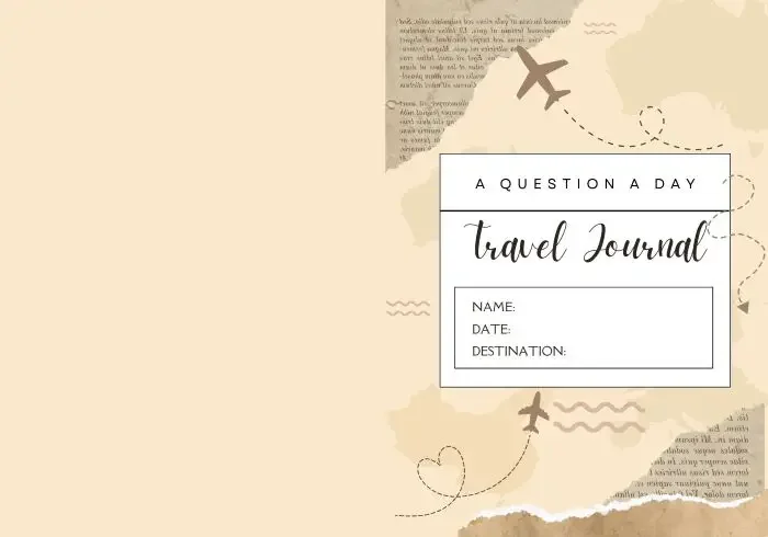 A map-inspired cover of a free printable travel journal