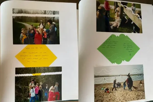 A photo album of a Scavenger hunt organized for kids