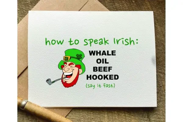 How to speak Irish, funny St Patrick's Day quote card