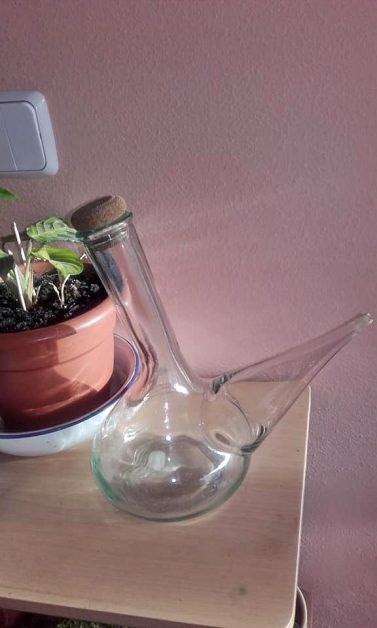 A glass wine pitcher from Barcelona