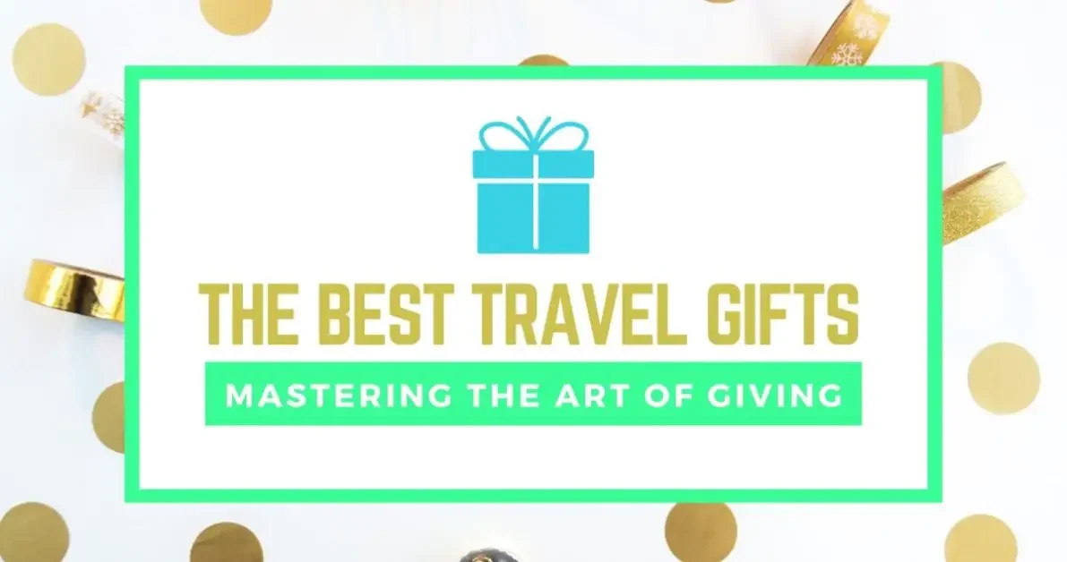 The best travel gifts: Mastering the art of giving with a gift icon and a backhround of golden confetti