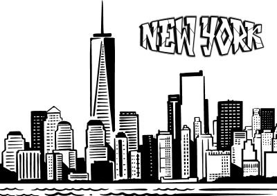 "New York" and the skyline of New York to color in