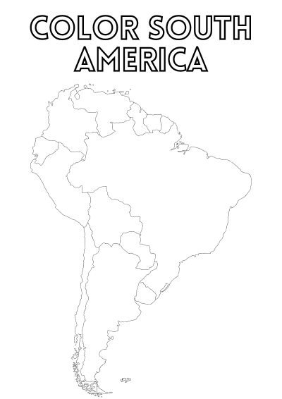 An empty map of South America and the text 'Color South America'