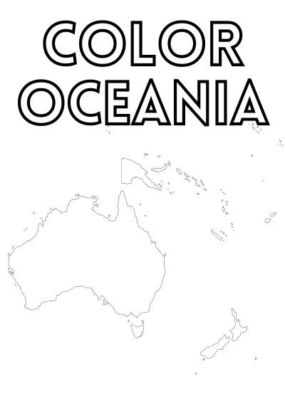 An empty map of Oceania and the text 'Color Oceania'