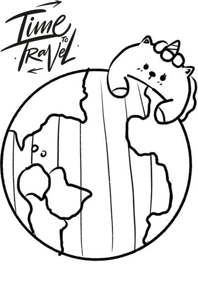 Time to travel and an image of a fat cat laying on the globe