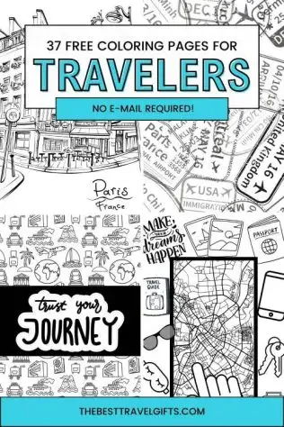 37 Free coloring pages for travelers with four sample coloring sheets